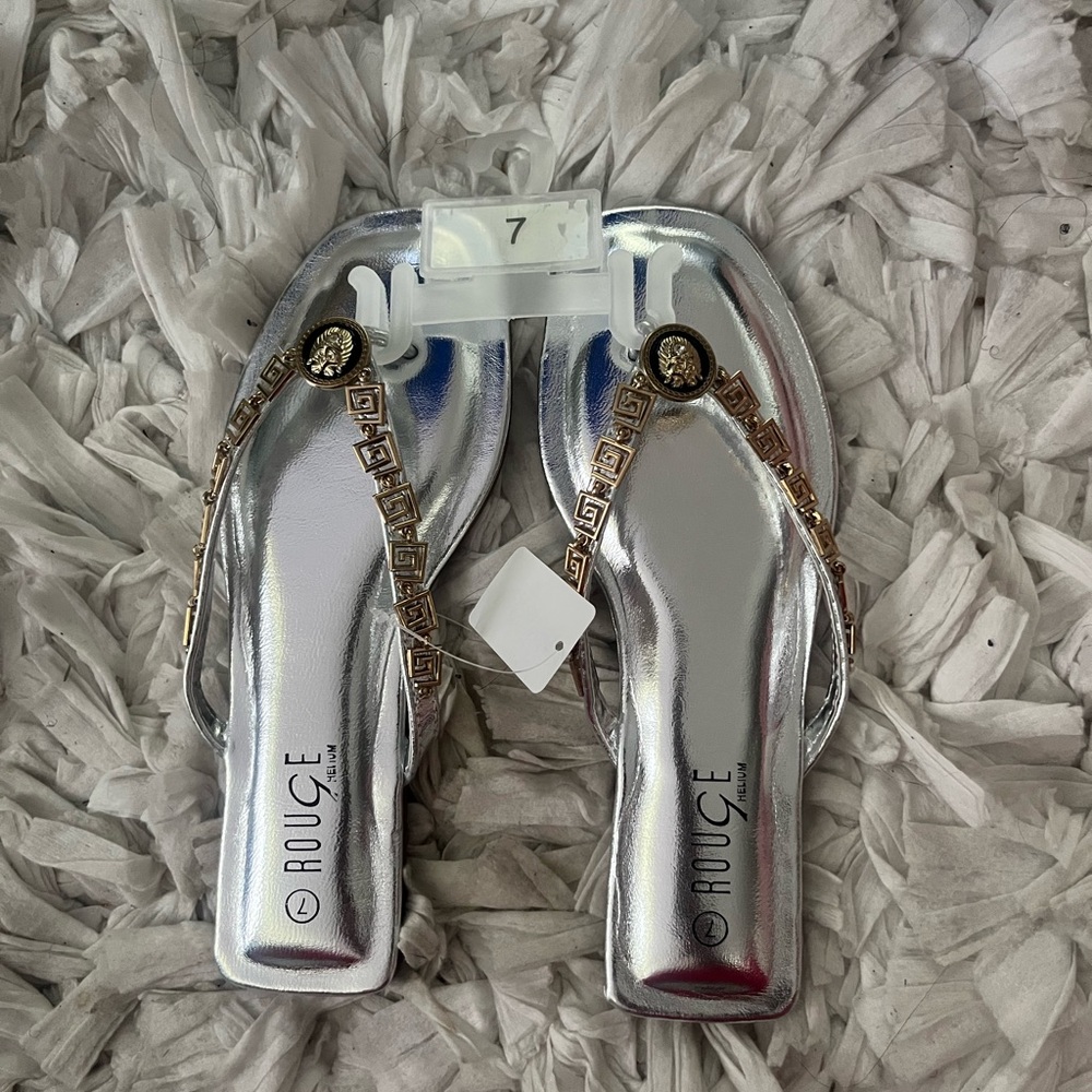Rouge Helium Silver and Gold Sandals Modern Metallic Design
